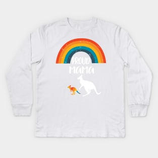 Proud mama Kangaroo Design Gift- LGBT Rainbow Pride - Show Your Son or Daughter You Love and Support Them! Kids Long Sleeve T-Shirt